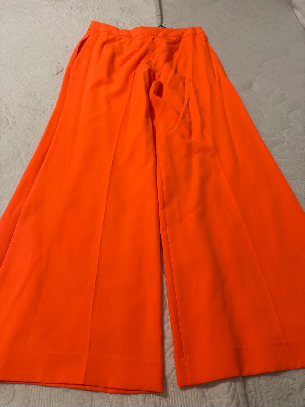 MILLY Wide Leg Women's Pants in Neon Orange